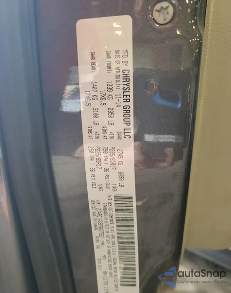 2015 Chrysler Town & Country Limited Platinum из США, поврежденный, VIN 2C4RC1GG8FR627521